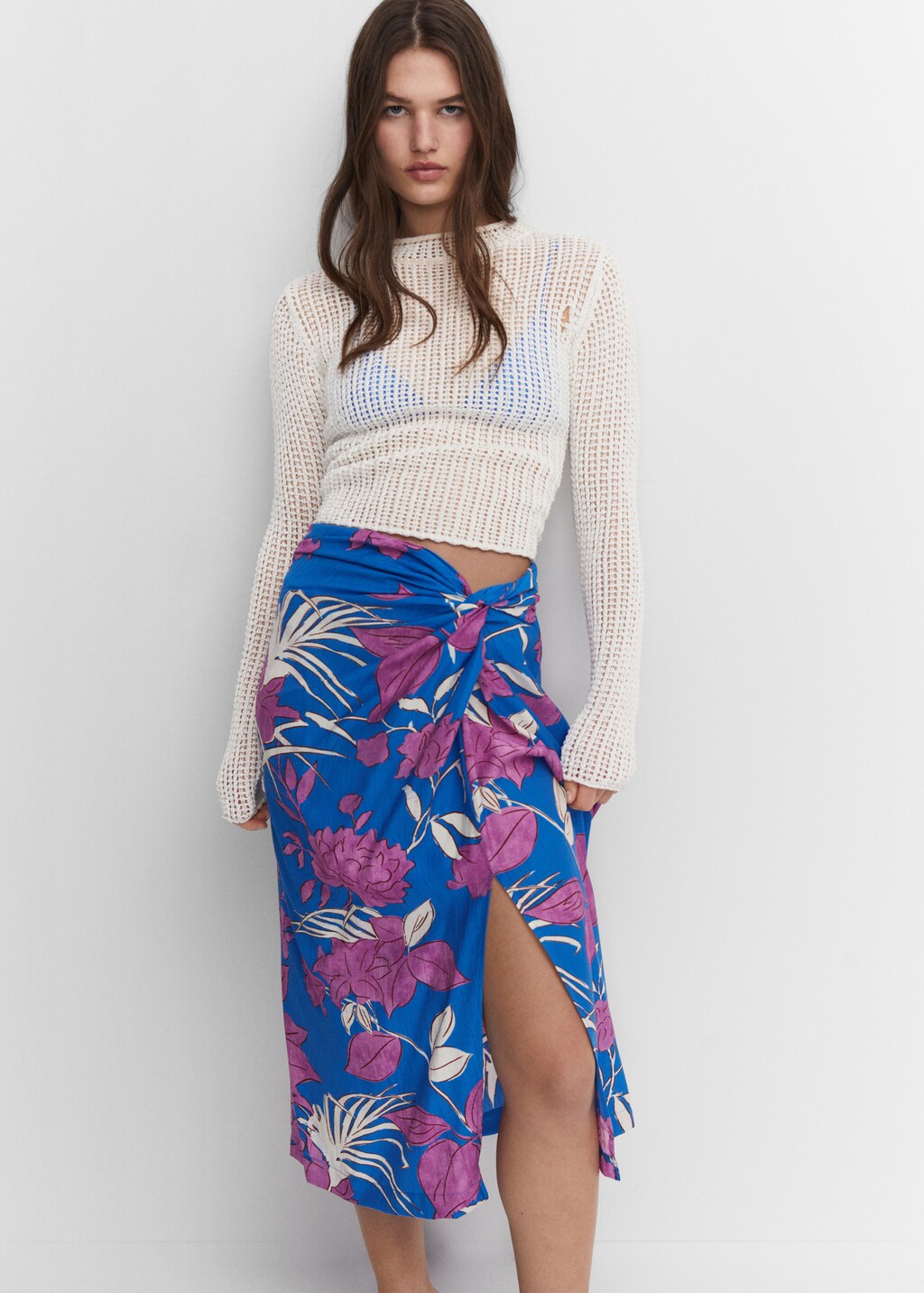 Knot printed skirt - Details of the article 2