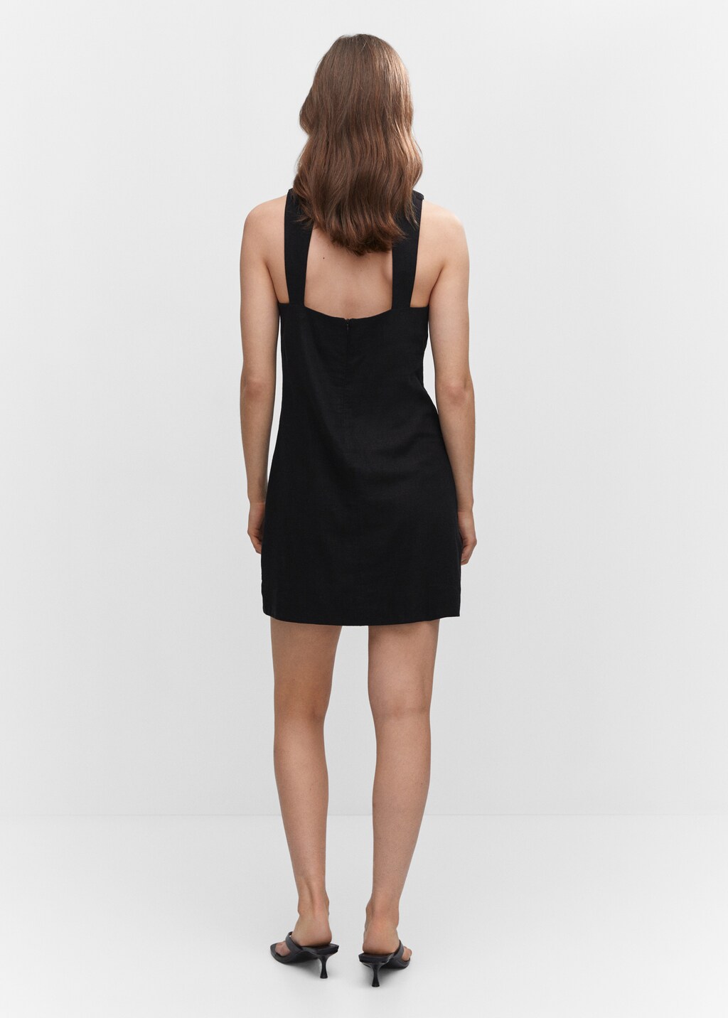 Linen dress with back opening - Woman | MANGO OUTLET USA