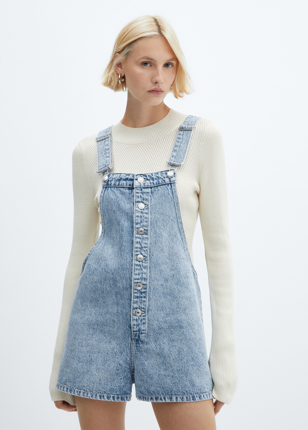 Denim button-down dungarees - Medium plane