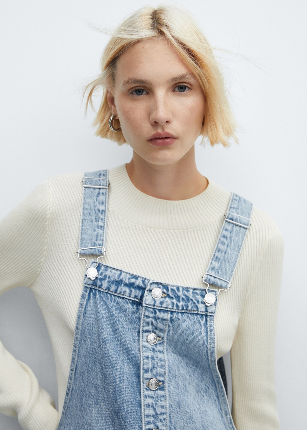 Denim button-down dungarees - Details of the article 1