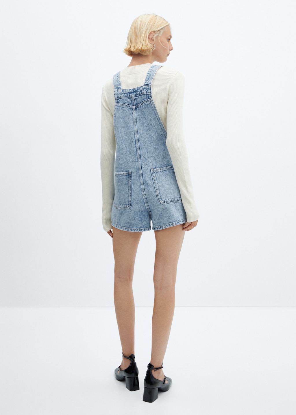 Denim button-down dungarees - Reverse of the article