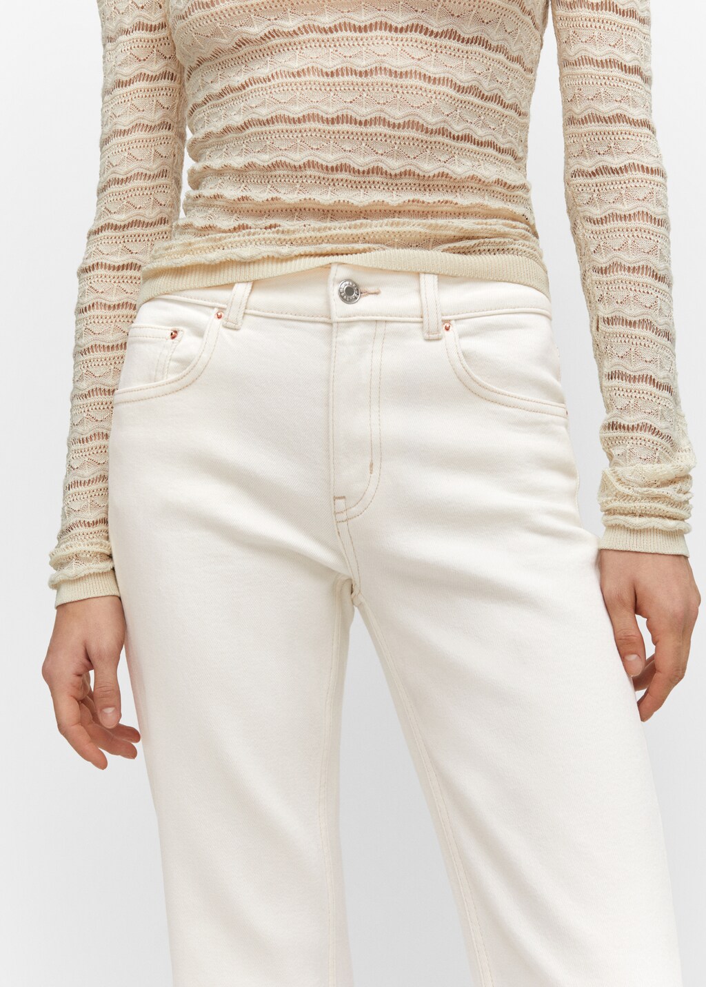 Straight-fit mid-rise jeans met splitten - Detail van het artikel 6