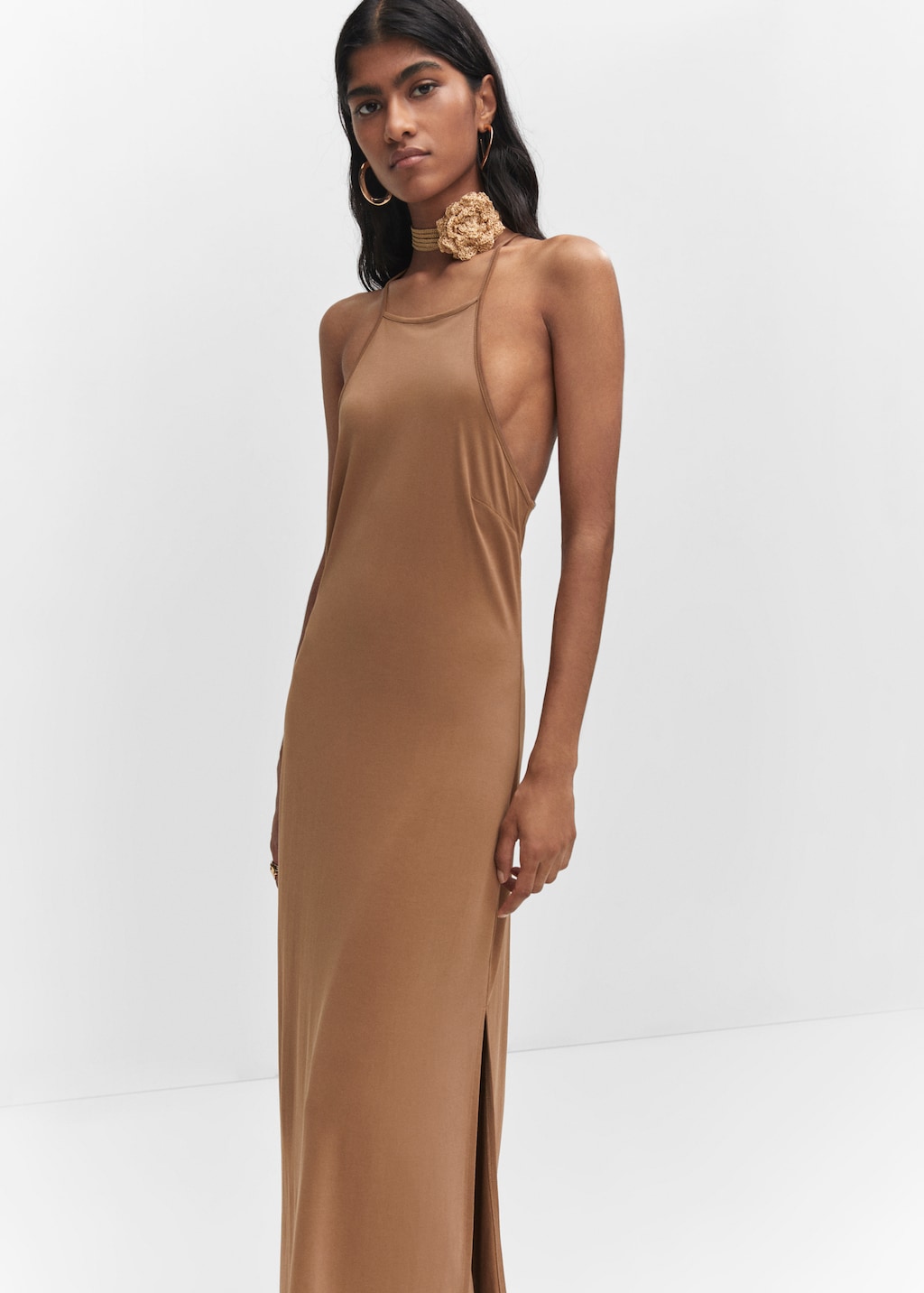 Halter-neck modal dress - Medium plane