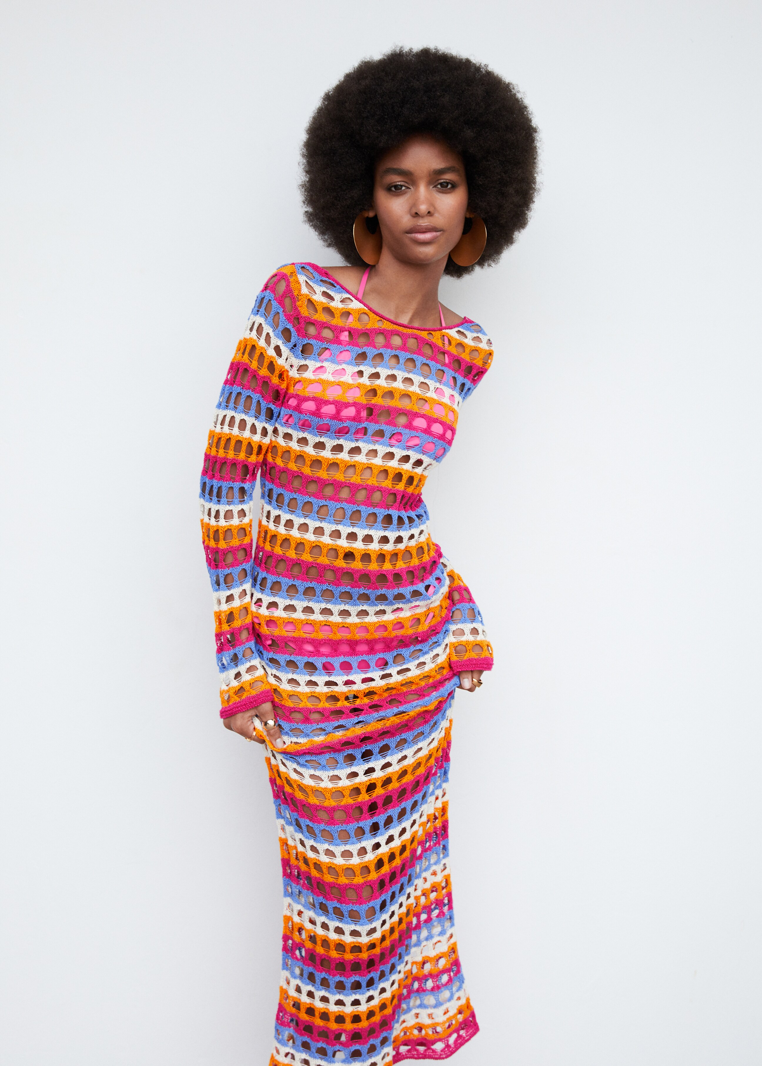 Multi-coloured crochet dress - Medium plane