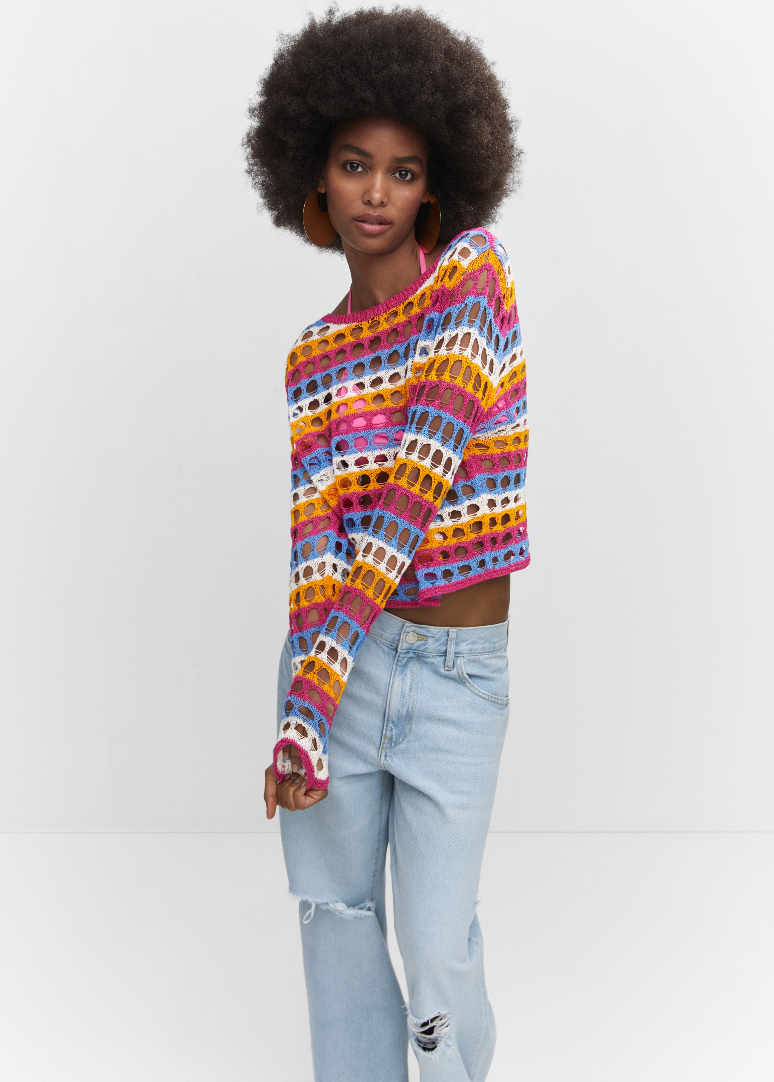 Multi-colored crochet sweater