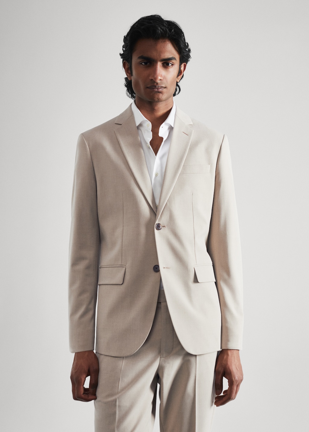 Stretch fabric slim-fit suit jacket - Medium plane