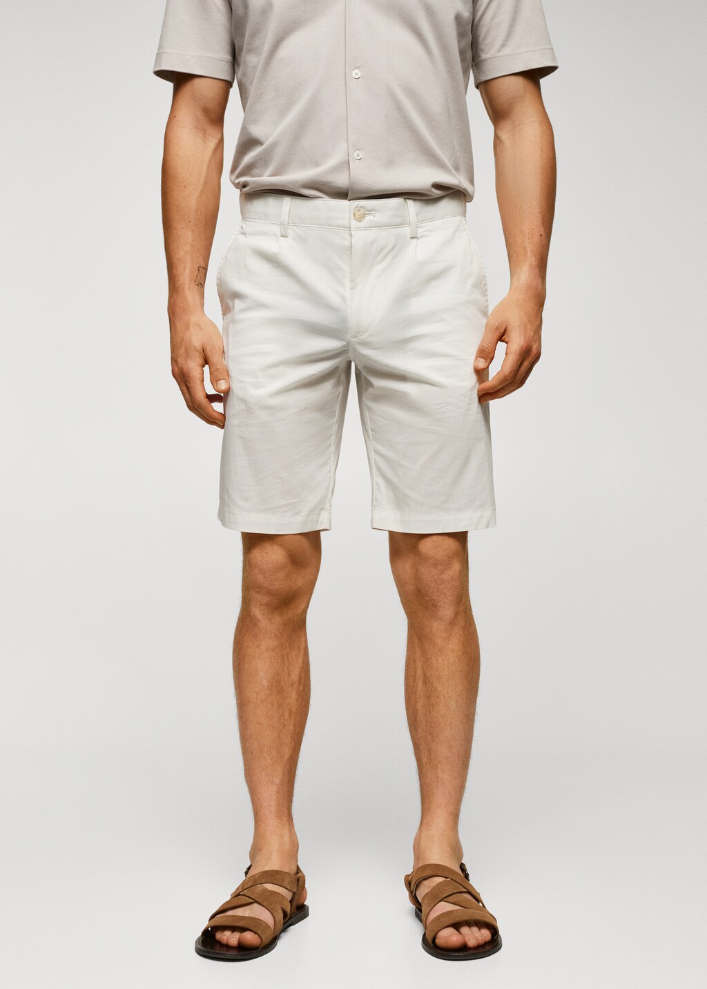 Cotton pleated Bermuda shorts - Medium plane