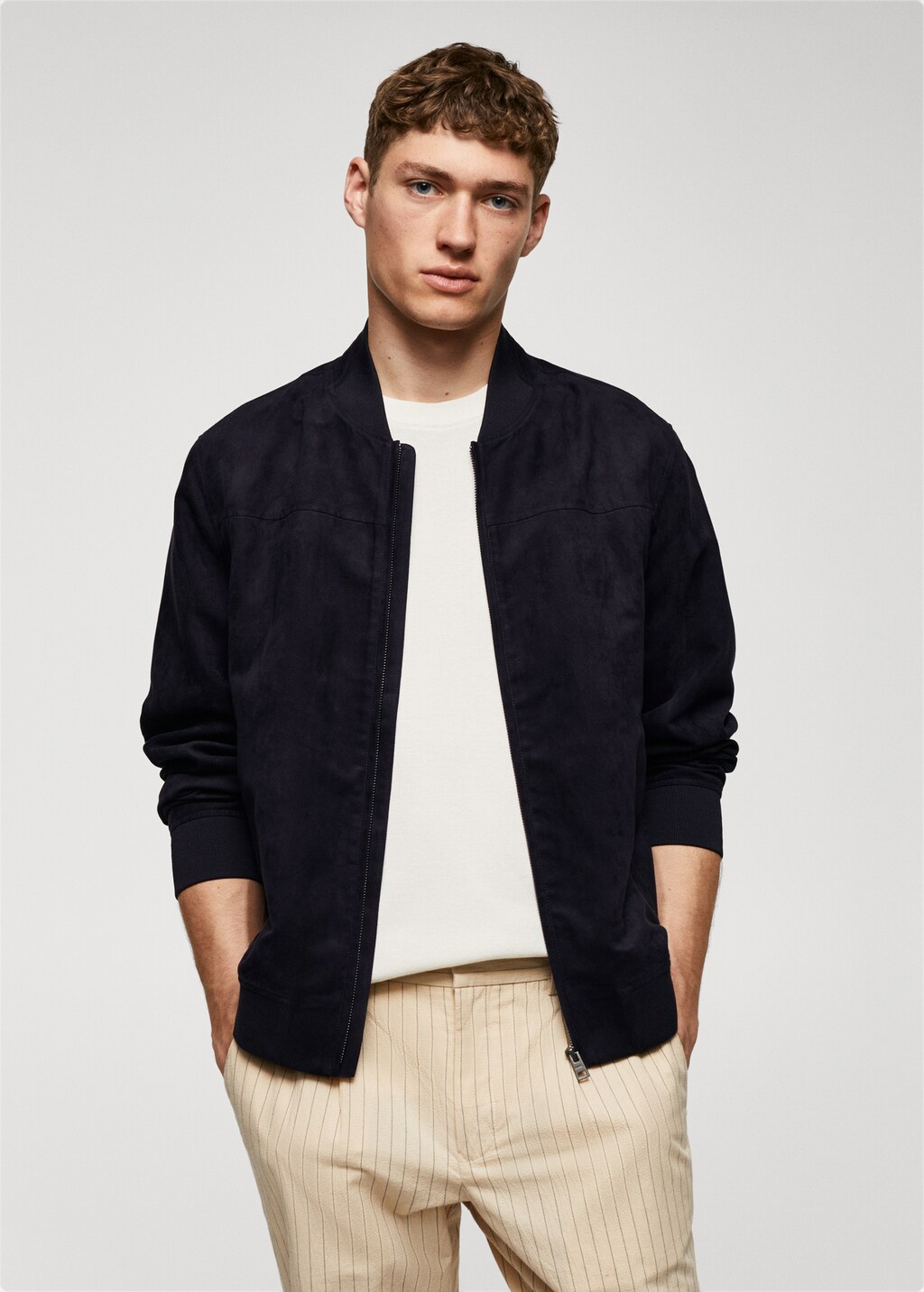 Blouson bomber imitation daim - Plan moyen