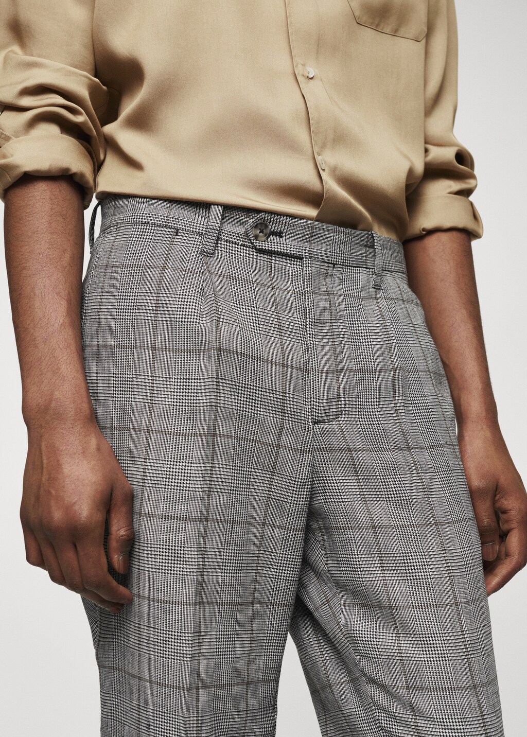 Prince of Wales linen-blend trousers - Details of the article 1