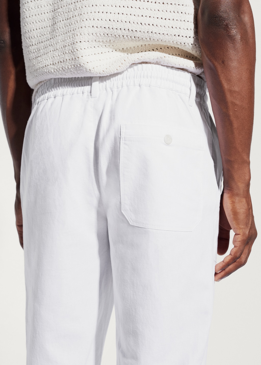 Regular fit cotton linen trousers - Details of the article 4