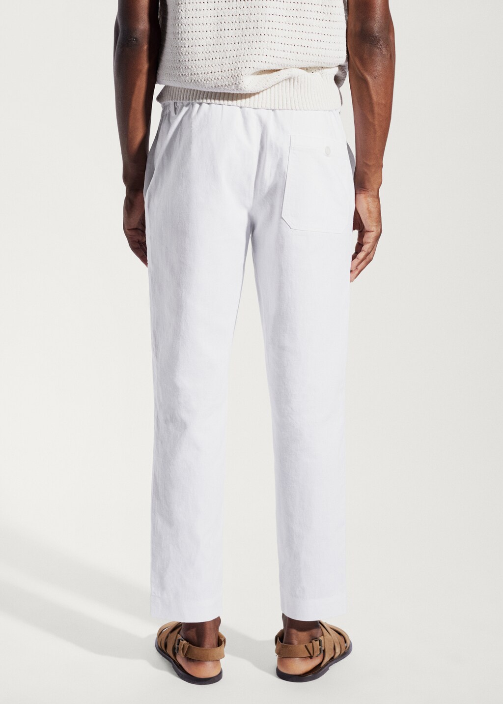 Regular fit cotton linen trousers - Reverse of the article