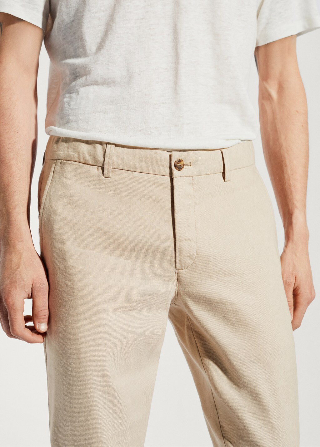 Slim Fit-Leinenhose mit Innenkordel - Detail des Artikels 1