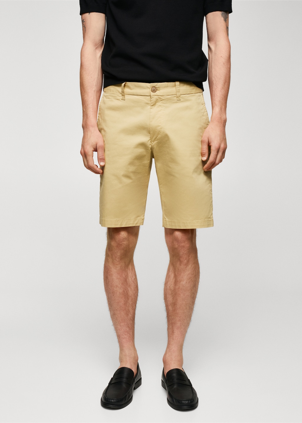 Slim-fit chino cotton bermuda shorts - Medium plane