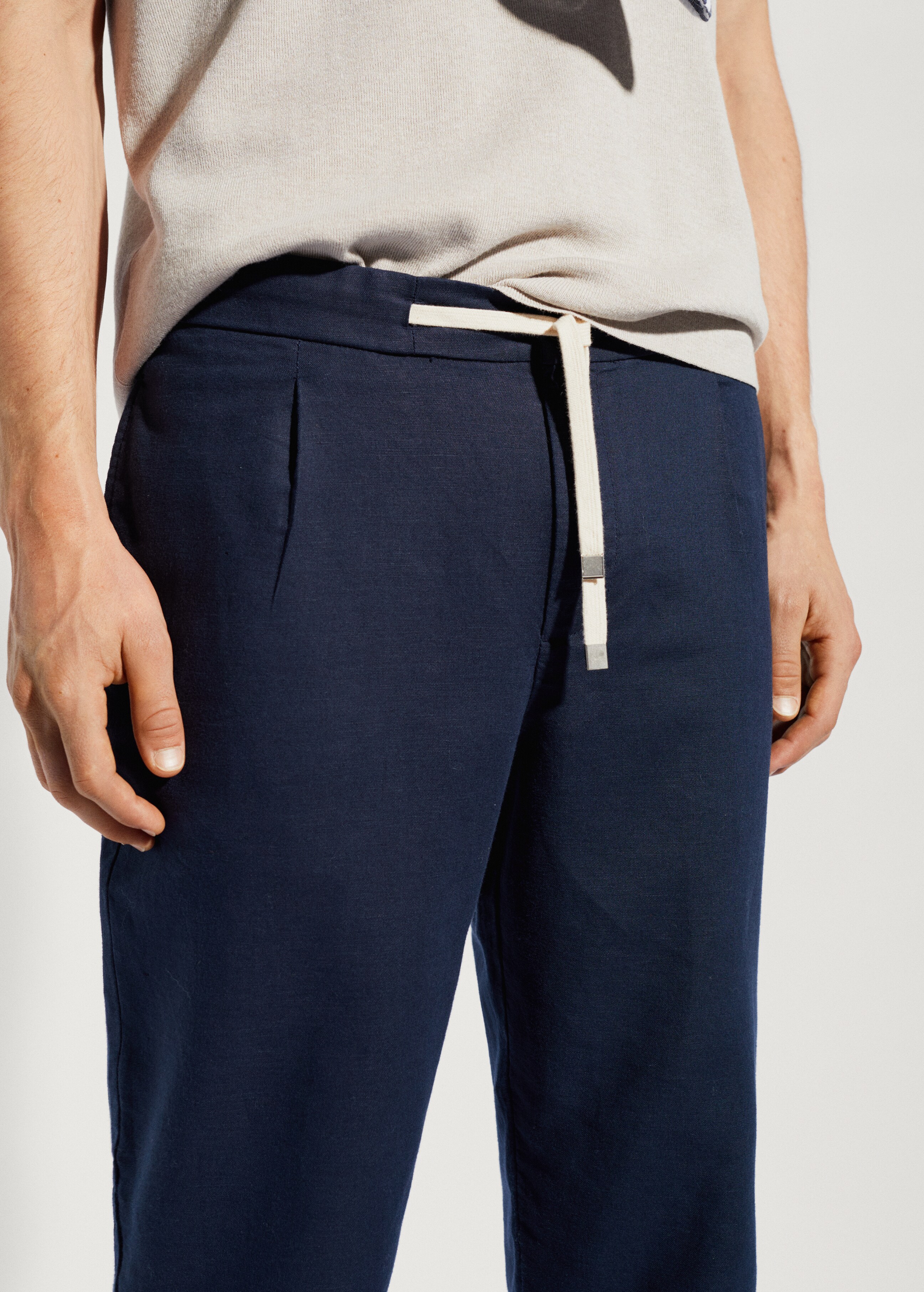 Pantalón slim fit lino cordón - Detalle del artículo 1