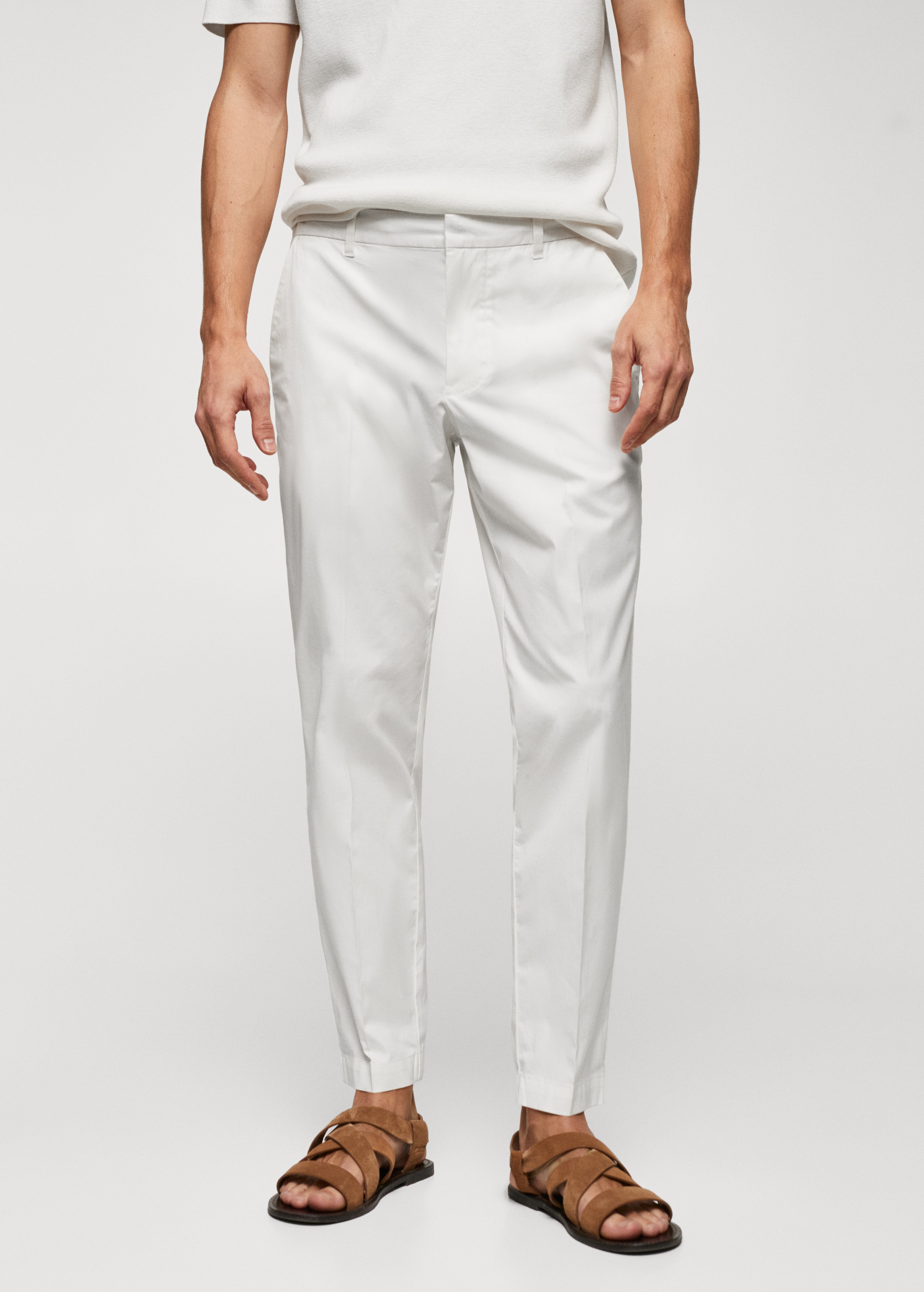 Slim-fit cotton trousers - Medium plane