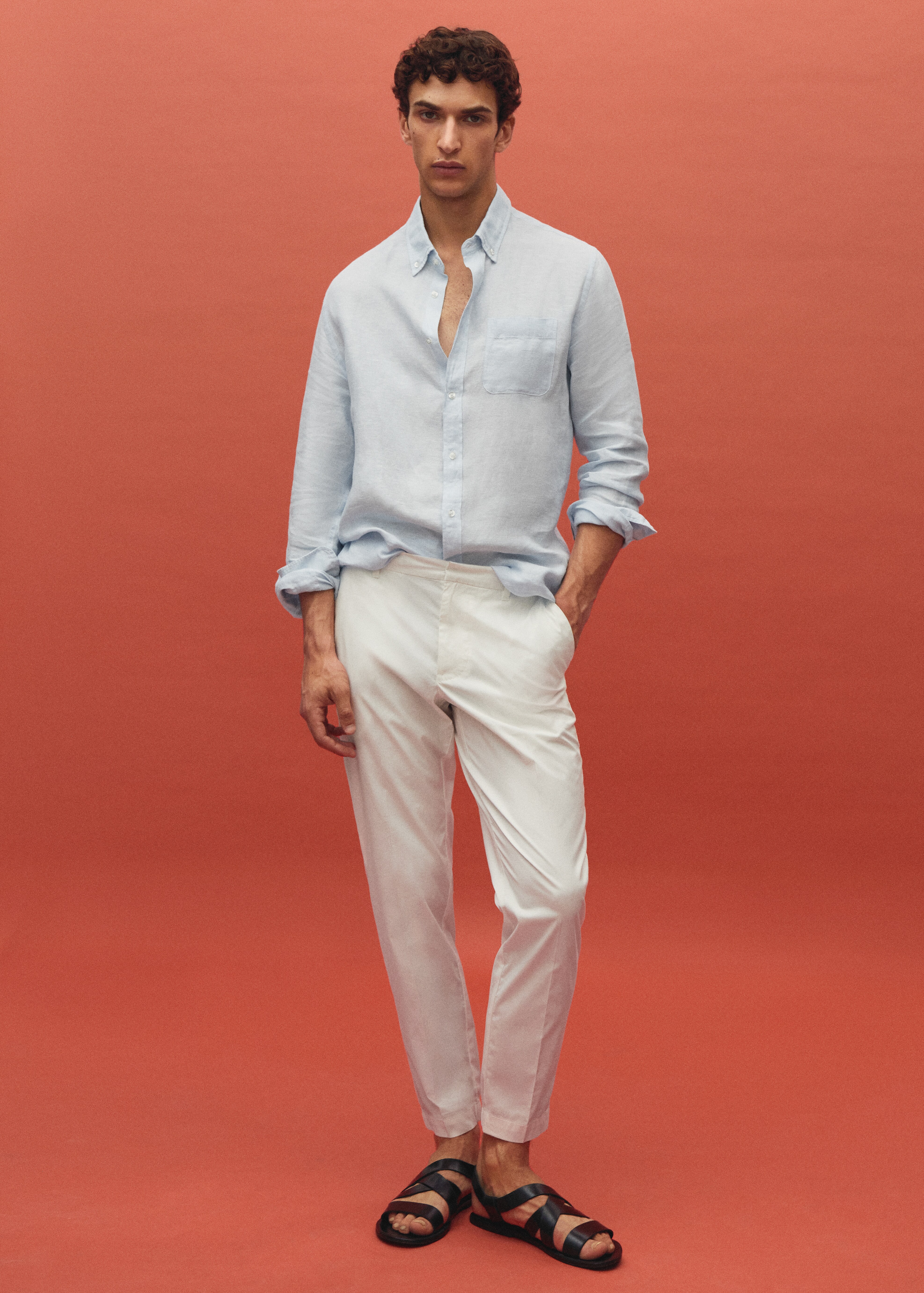 Slim-fit cotton trousers - Details of the article 5