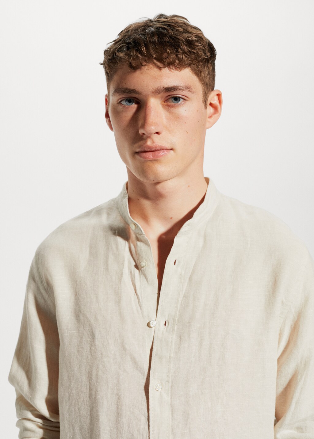 100% linen Mao collar shirt - Details of the article 1