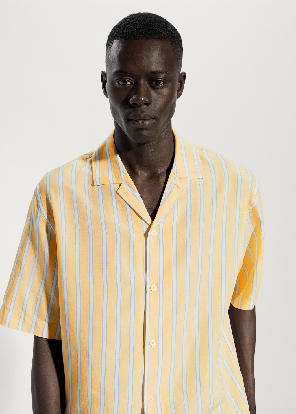 Striped cotton linen shirt - Details of the article 1