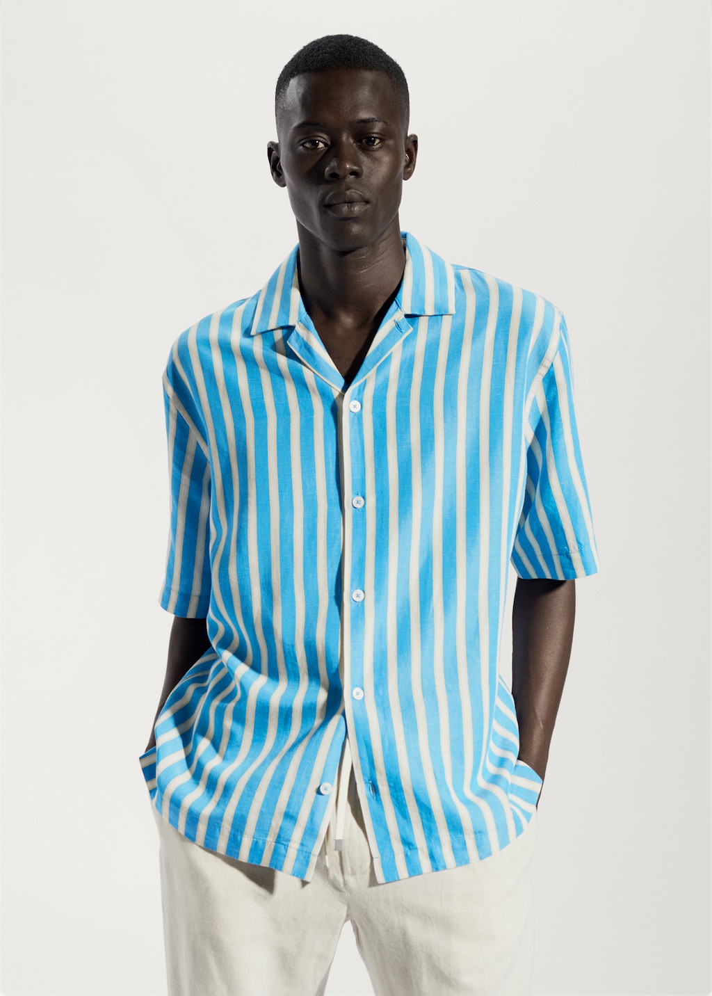 Striped cotton linen shirt - Medium plane