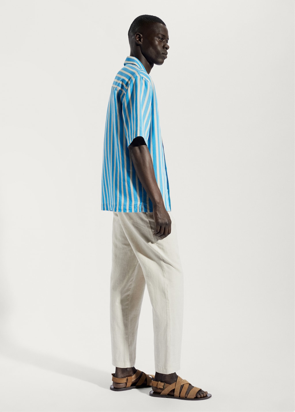 Striped cotton linen shirt - Details of the article 2