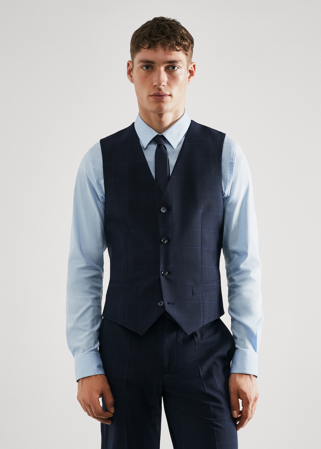 Super slim-fit check suit waistcoat - Medium plane