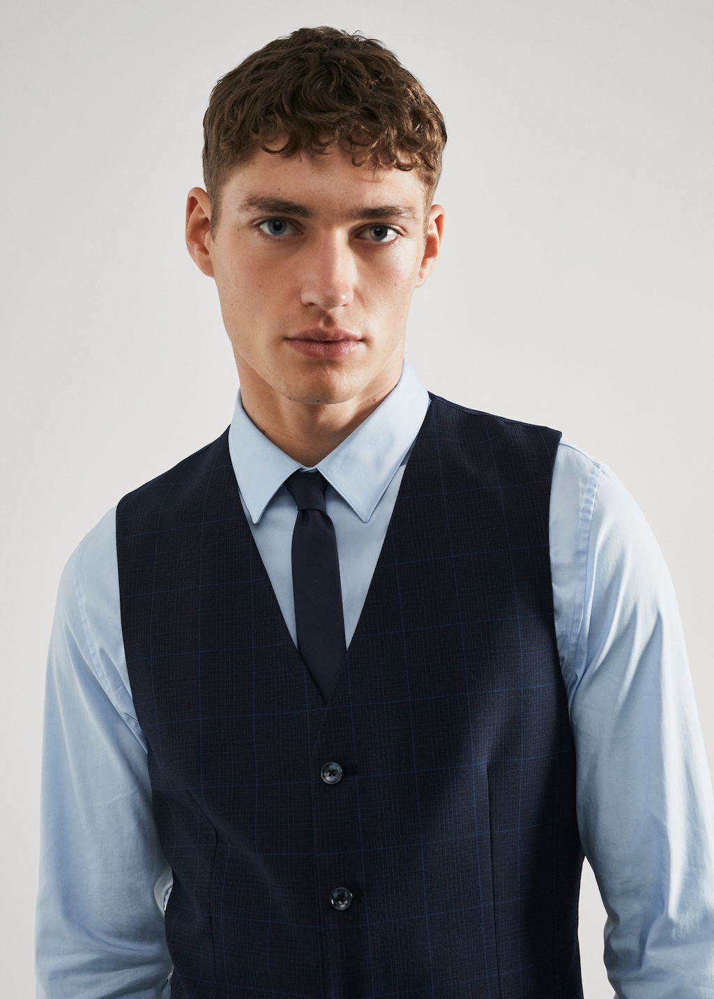 Super slim-fit check suit waistcoat - Details of the article 1