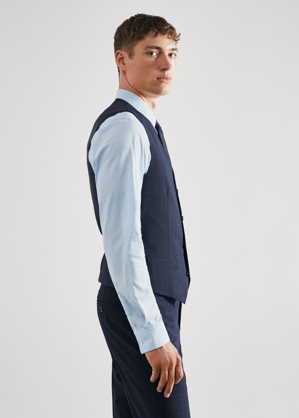 Super slim-fit check suit waistcoat - Details of the article 2