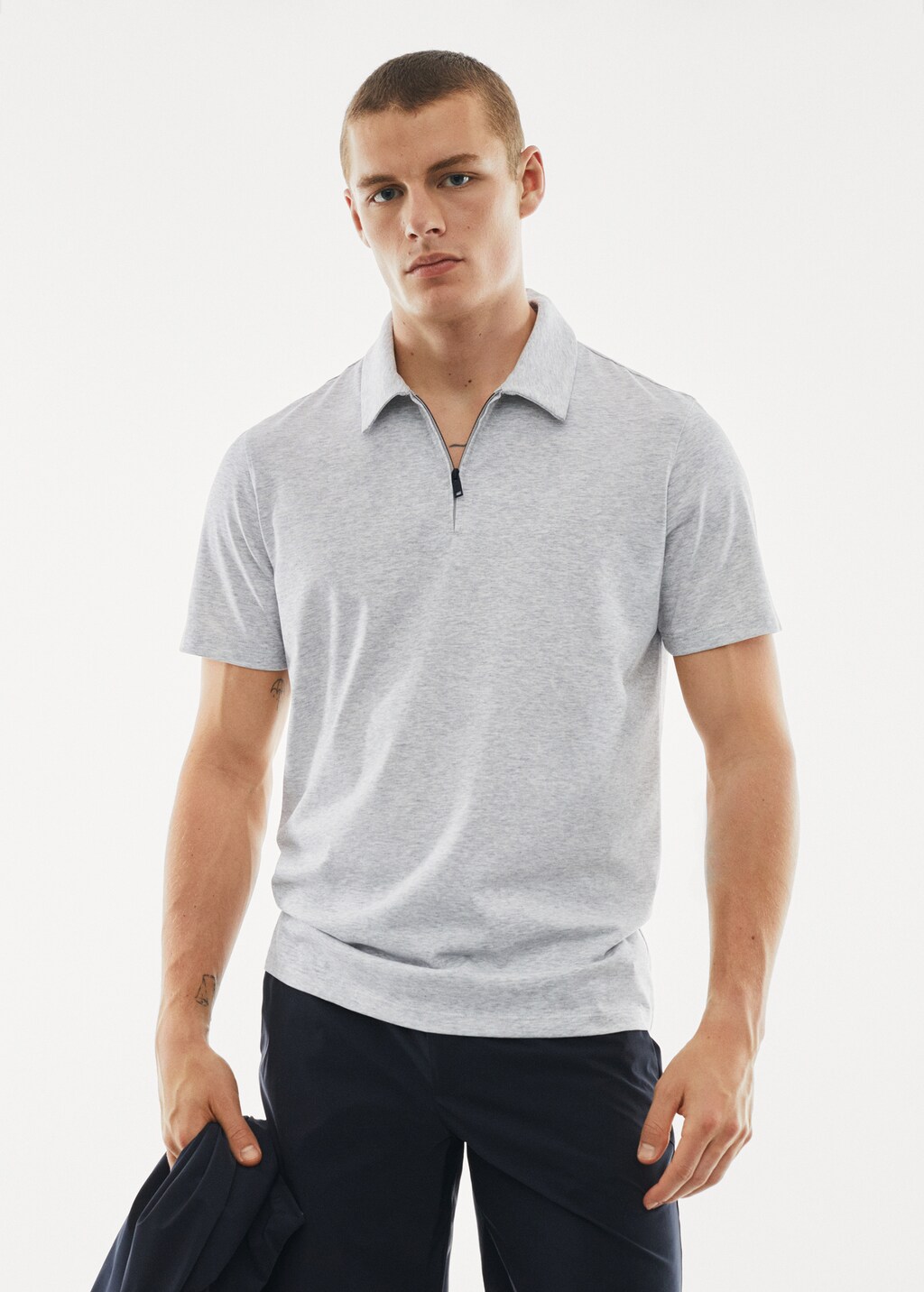 Zip cotton polo shirt - Medium plane