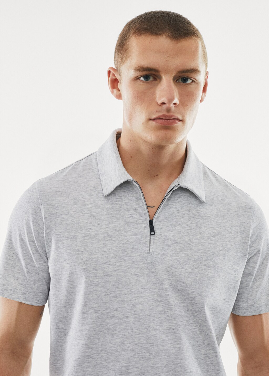 Zip cotton polo shirt - Details of the article 1