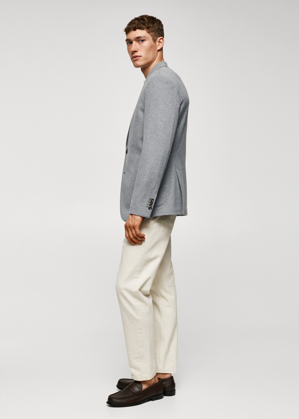 Structured slim fit cotton blazer - Details of the article 2