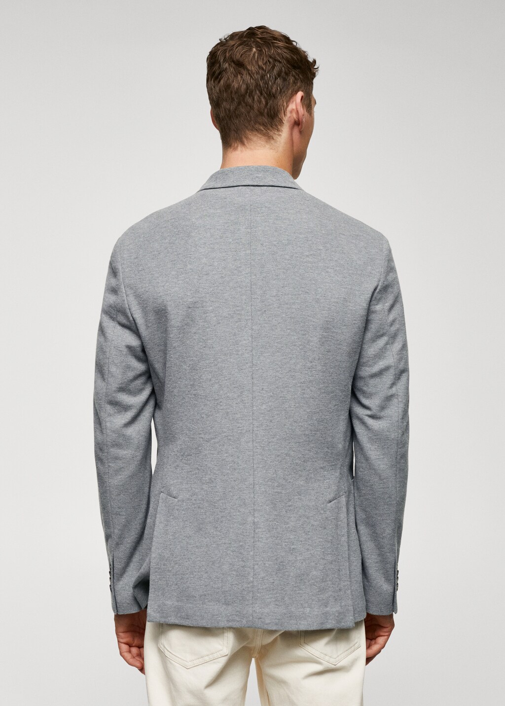 Gestructureerde katoenen slim fit blazer - Achterkant van het artikel