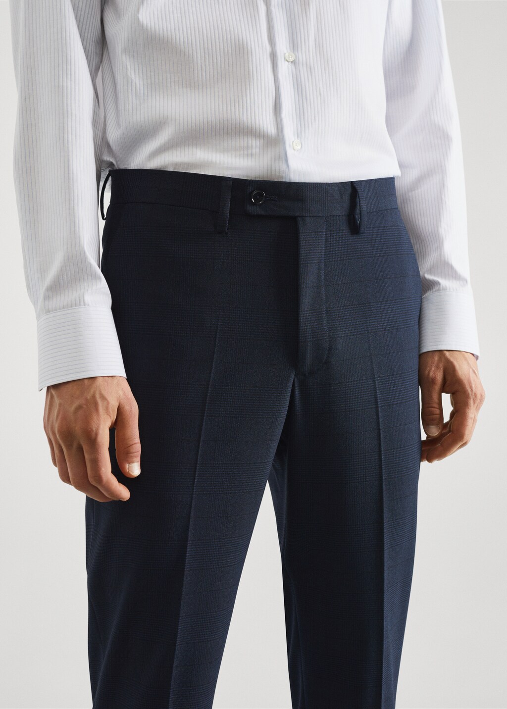 Stretch fabric slim-fit printed suit trousers - Details of the article 1