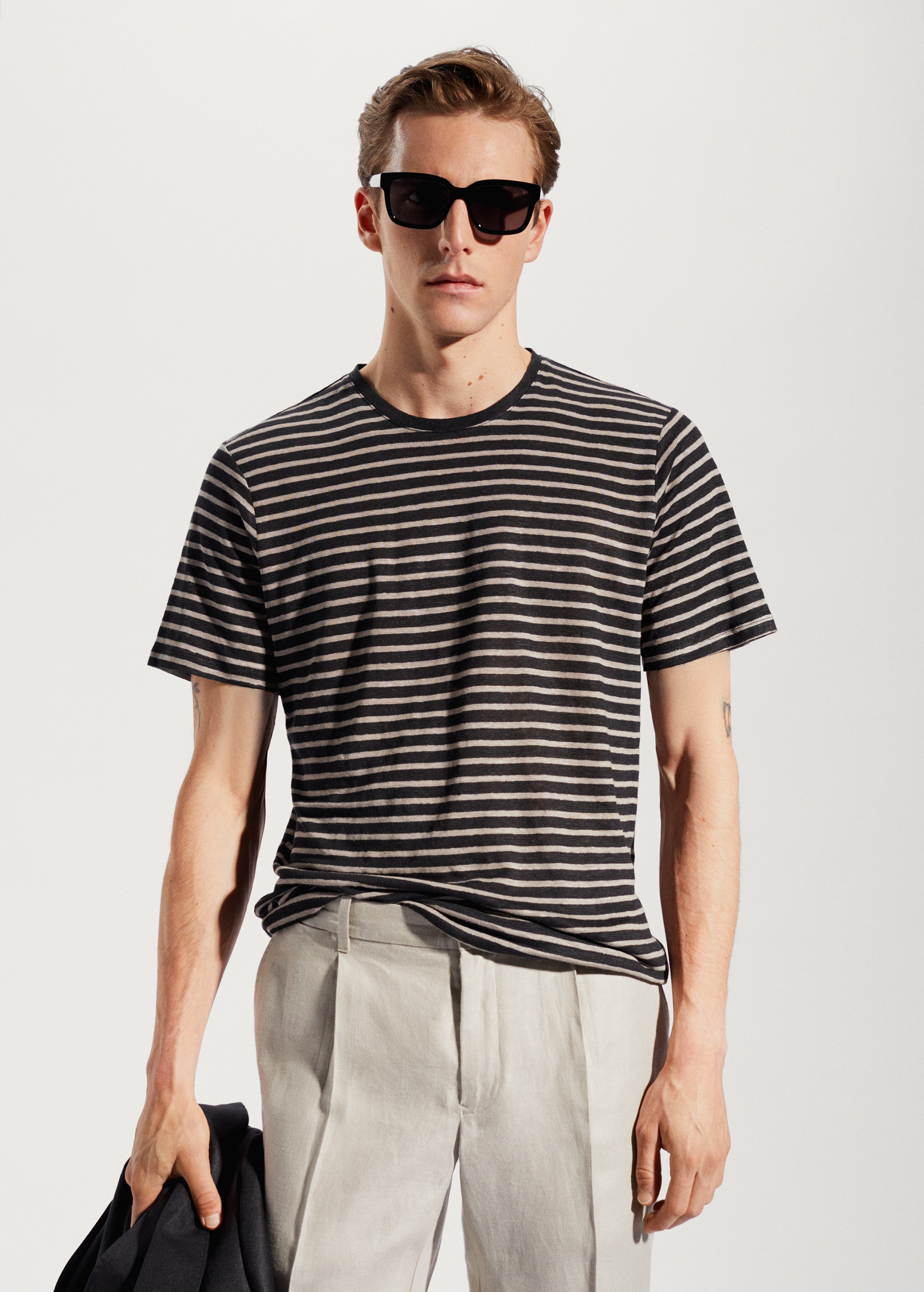100% linen striped t-shirt - Medium plane