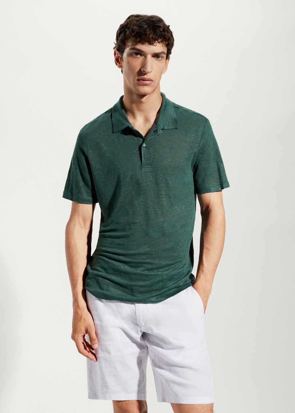 Polo slim fit 100% lino - Plano medio