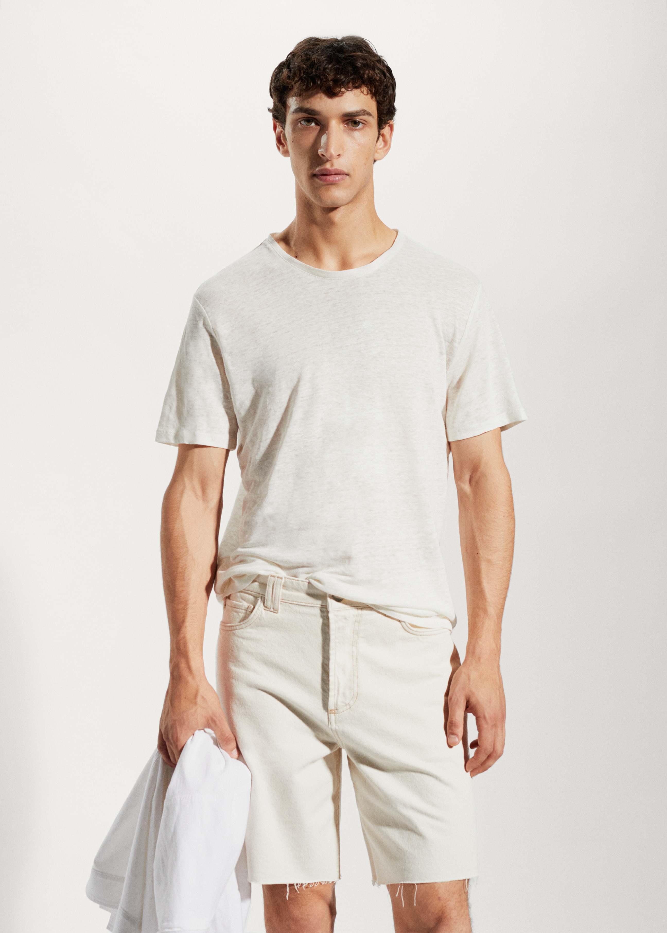 100% linen slim-fit t-shirt - Medium plane