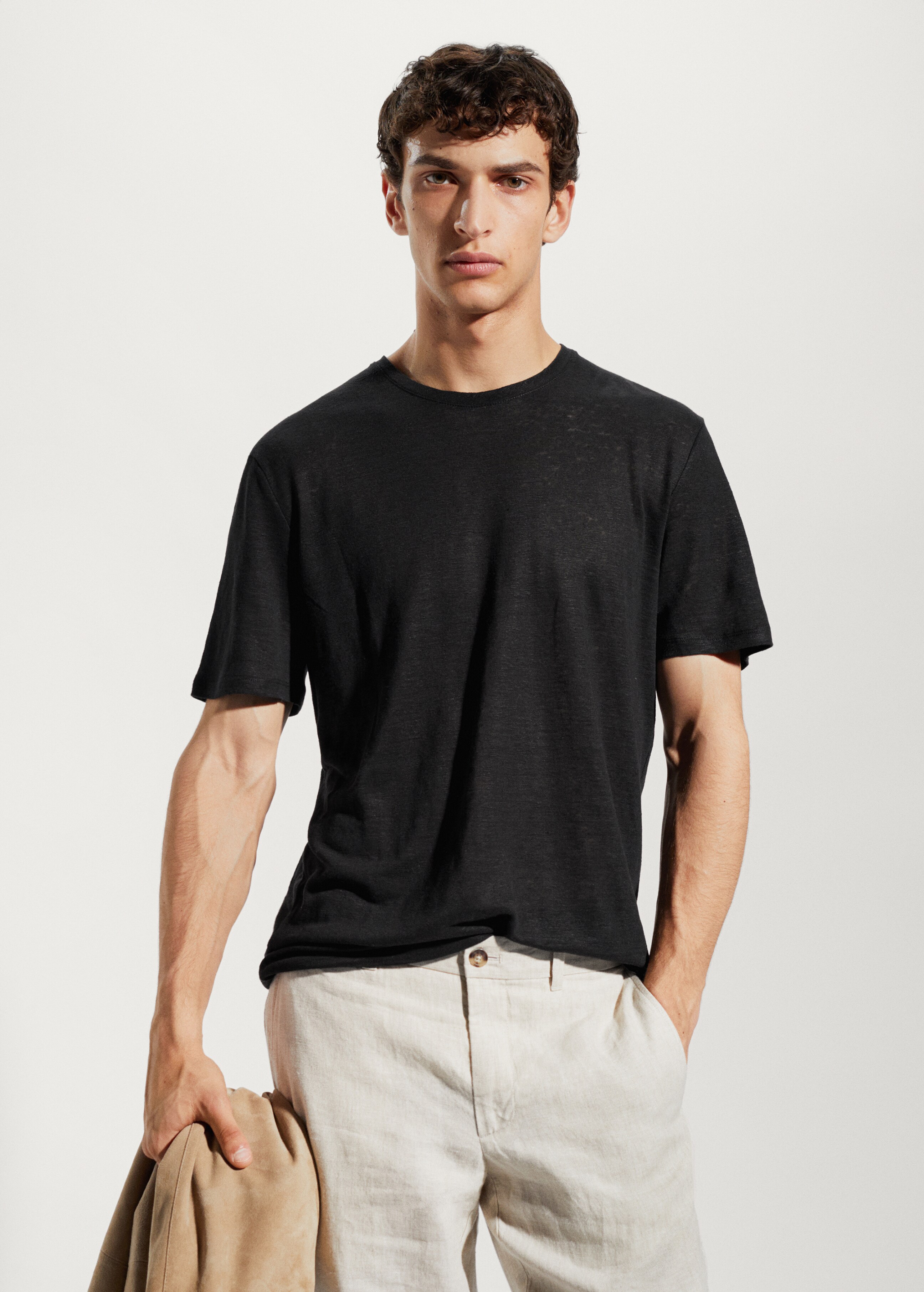 Camiseta Slim Fit 100% lino - Plano medio