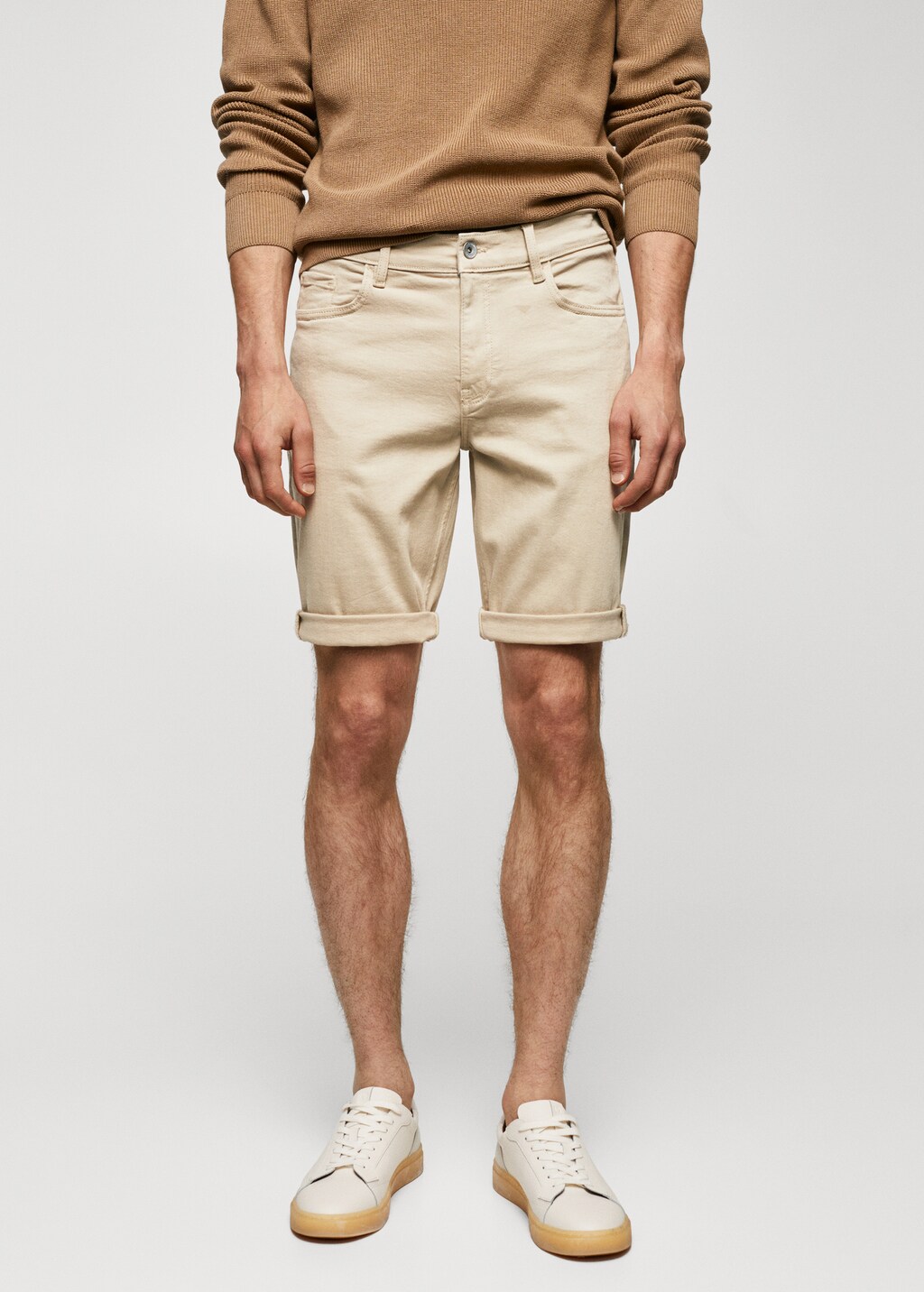 Slim-fit denim bermuda shorts - Medium plane