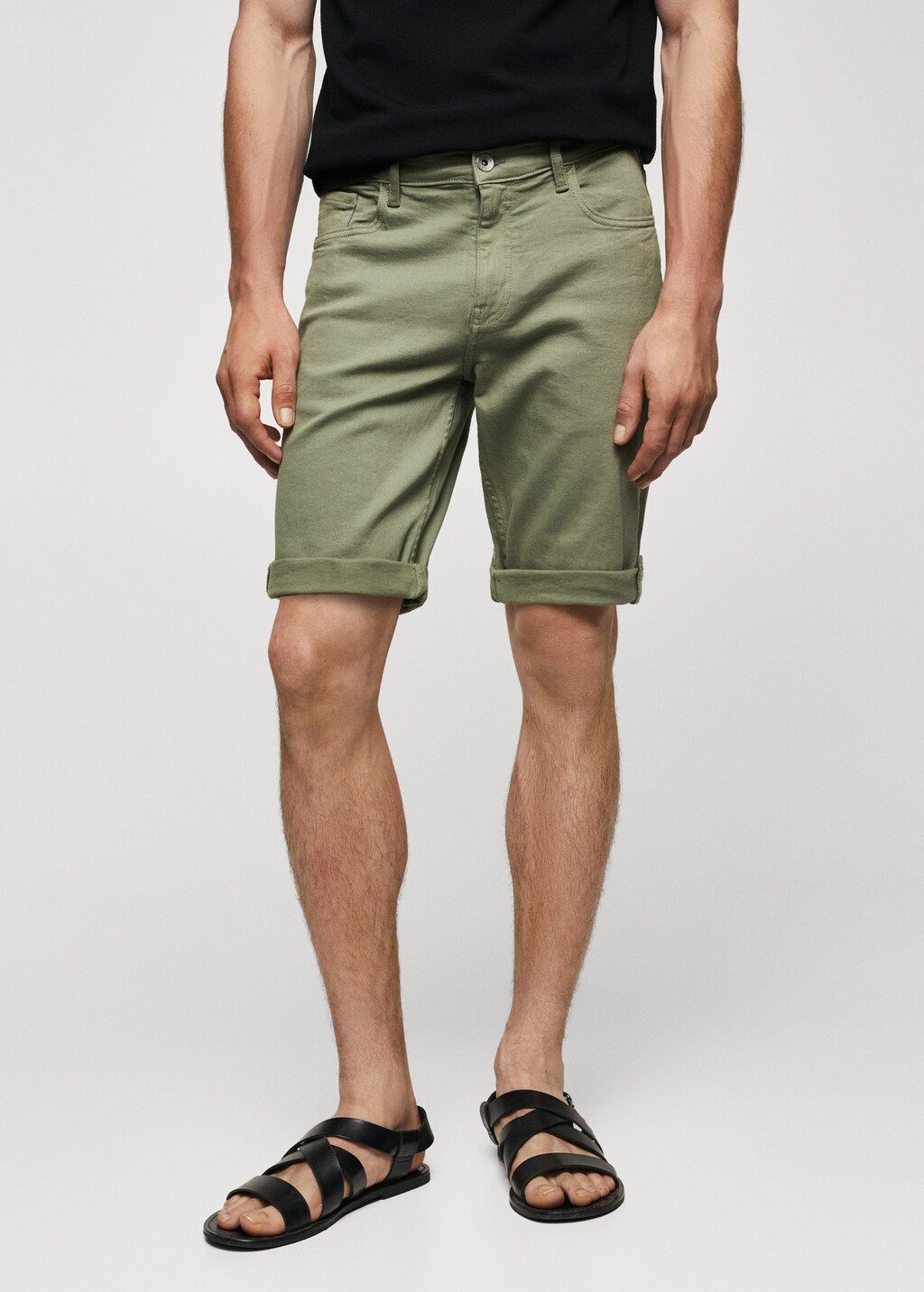 Slim-fit denim bermuda shorts - Medium plane