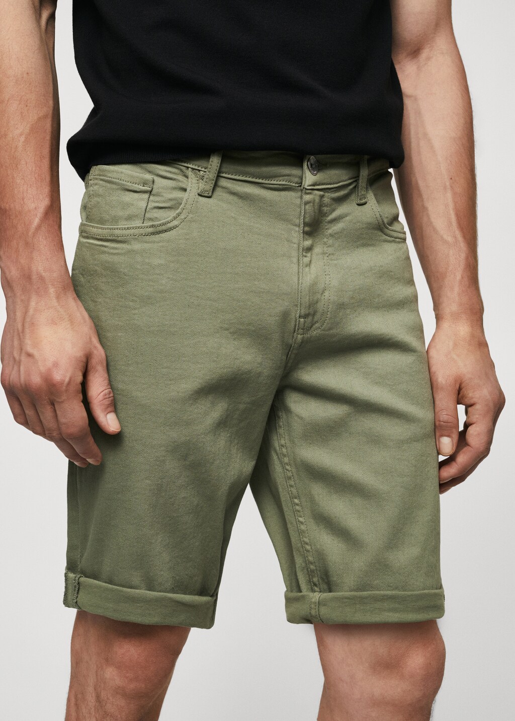 Slim-fit denim bermuda shorts - Details of the article 1