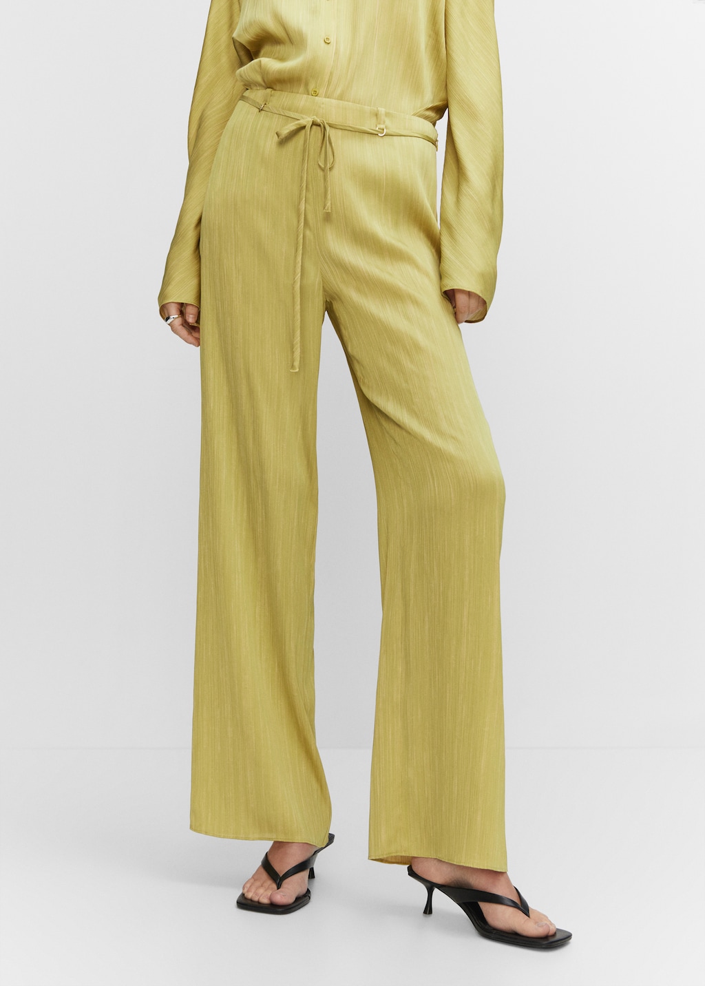 Satin pleated trousers - Medium plane