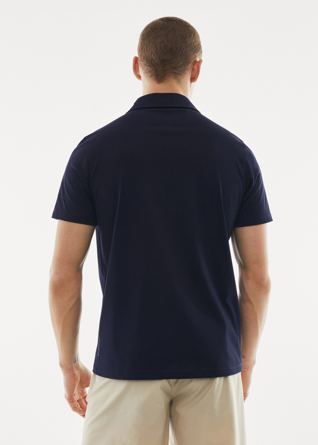 Breathable cotton polo shirt with zip - Reverse of the article