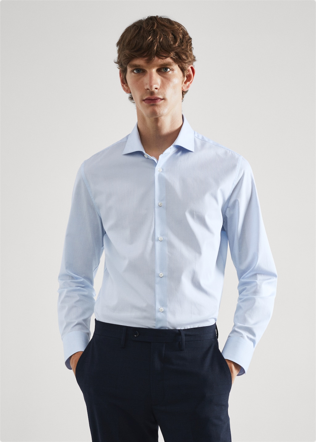 Camisa vestit slim fit twill microestampat - Pla mig