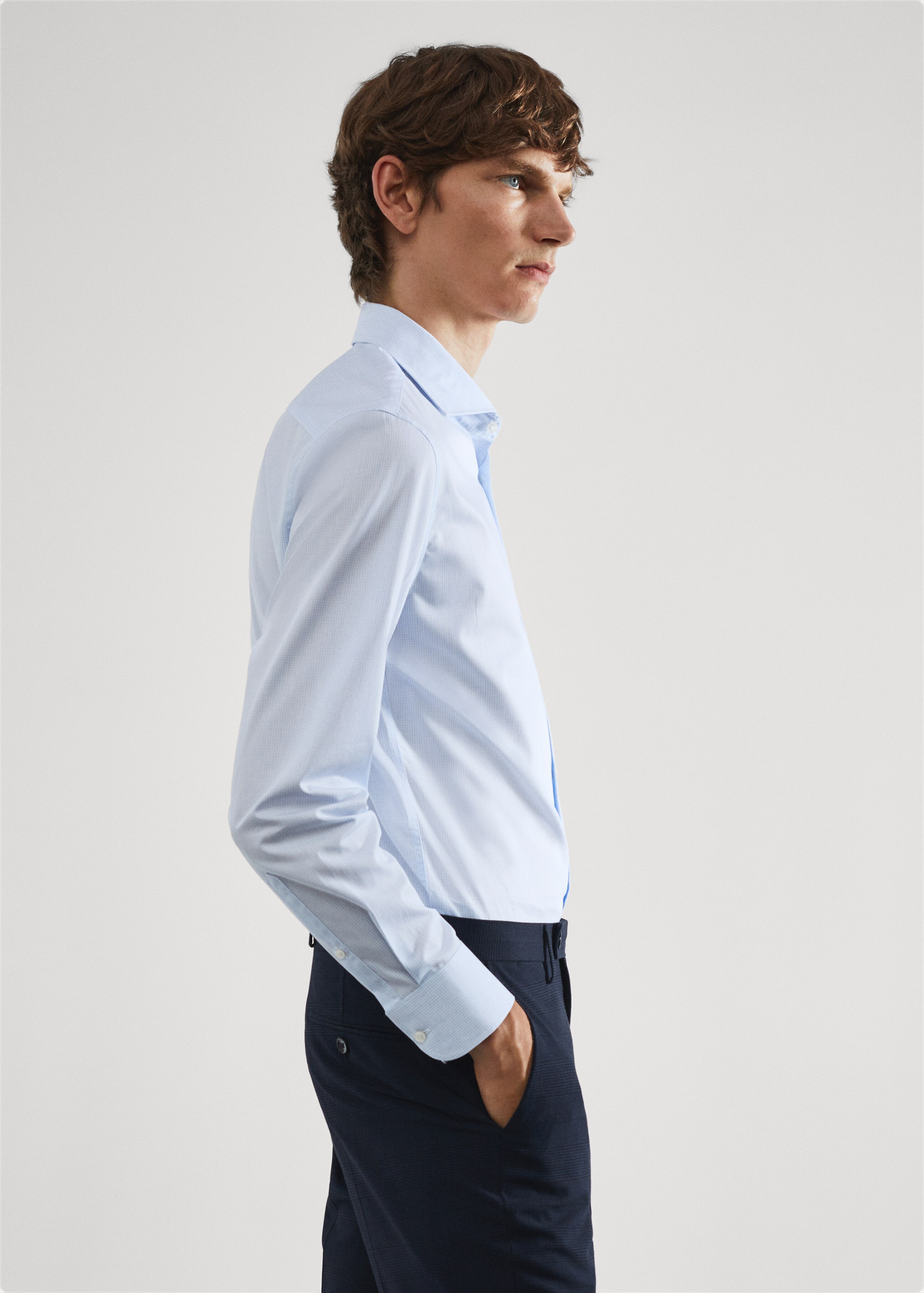 Slim-fit micro-print twill suit shirt - Details of the article 2