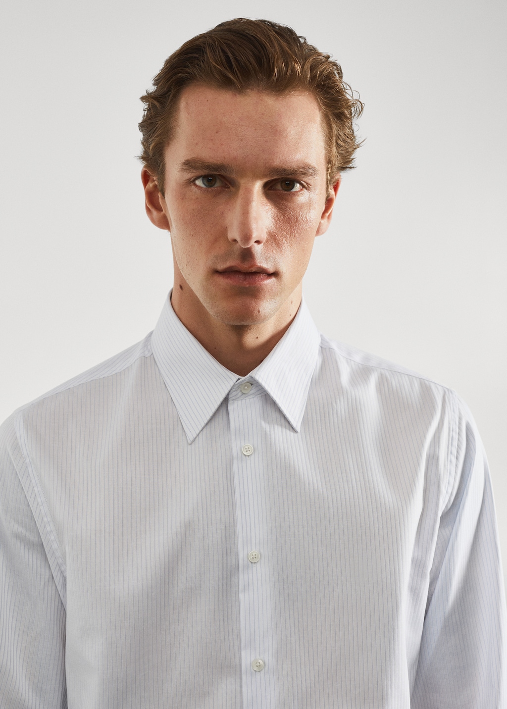 Slim-fit striped cotton twill suit shirt - Details of the article 1