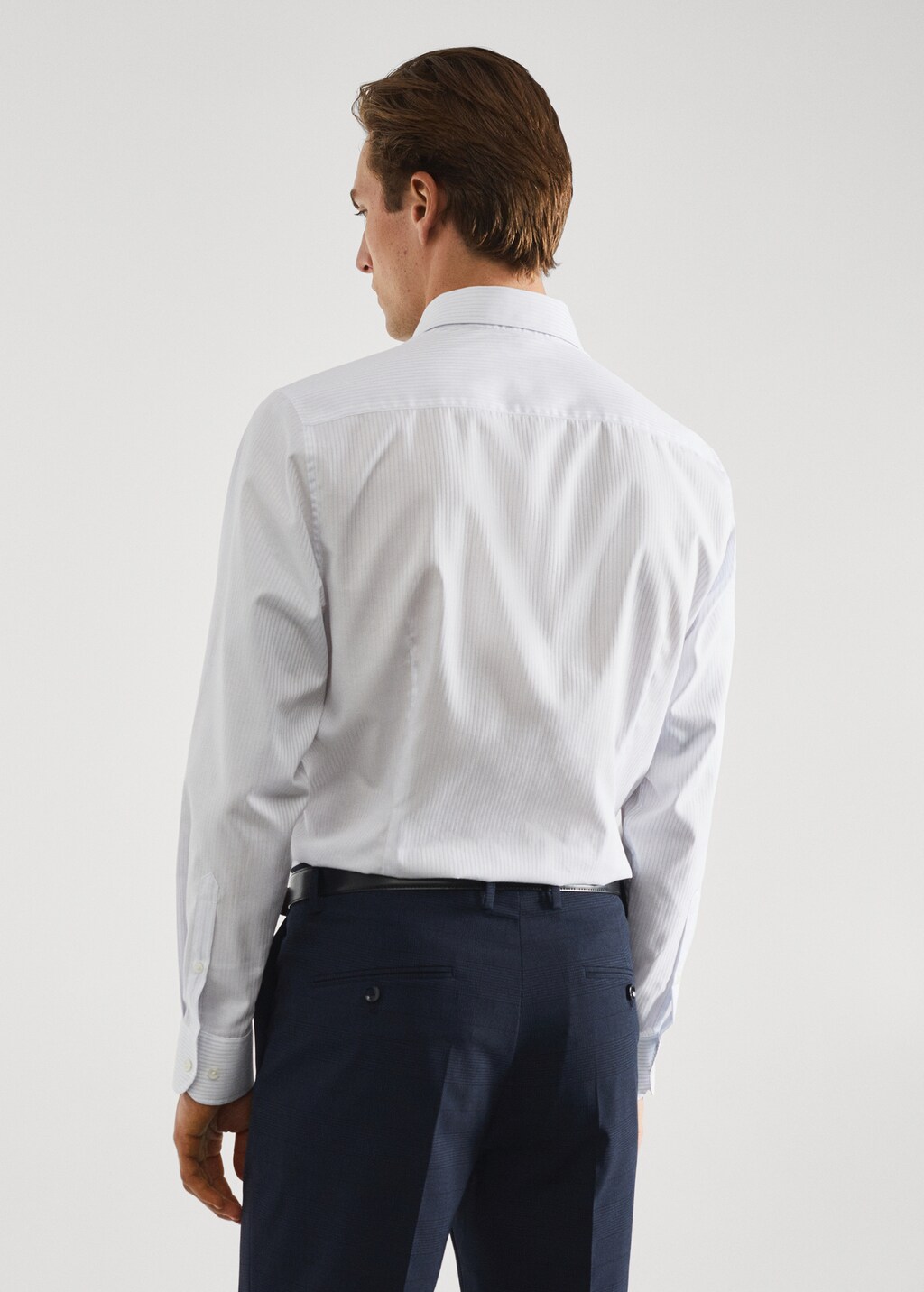 Slim-fit striped cotton twill suit shirt - Reverse of the article