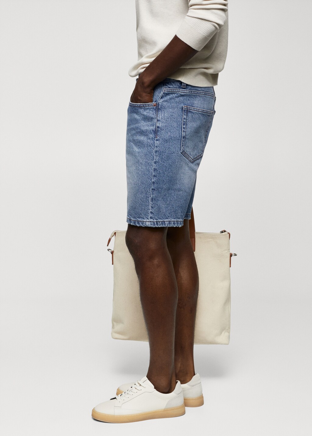 Regular-fit denim bermuda shorts - Details of the article 2