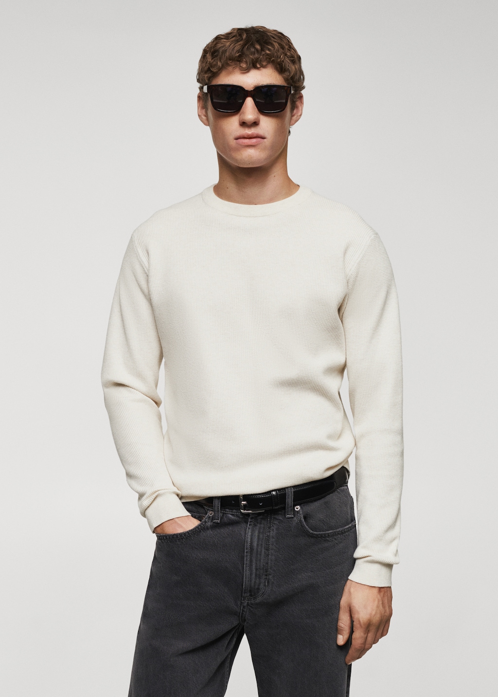 Structured cotton sweater - Medium plane