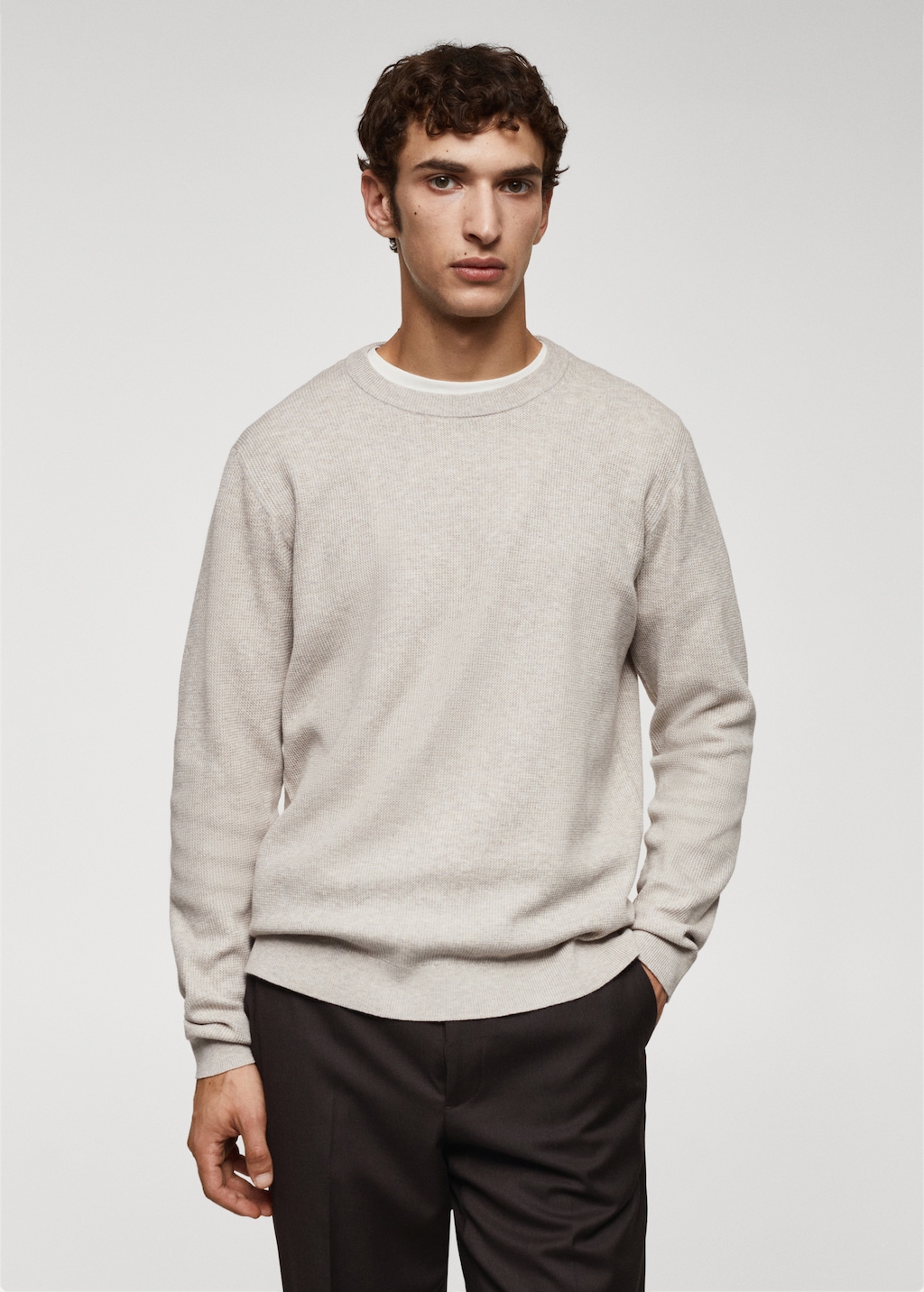 Structured cotton sweater - Medium plane