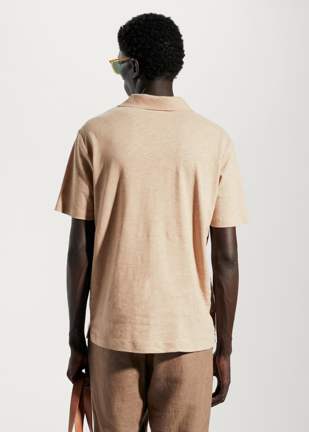 Cotton linen slim-fit polo shirt - Reverse of the article