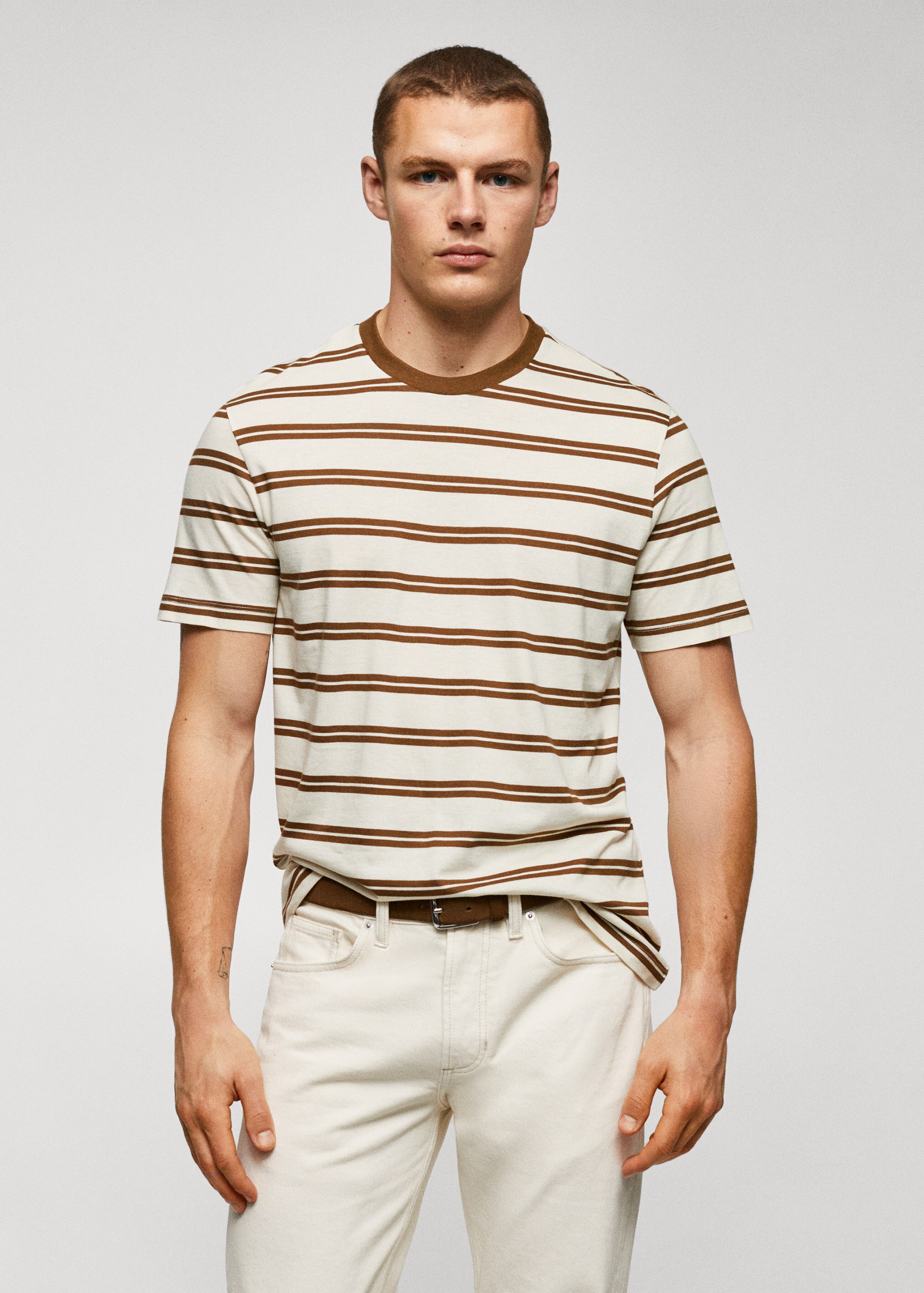 Striped modal cotton knitted t-shirt - Medium plane
